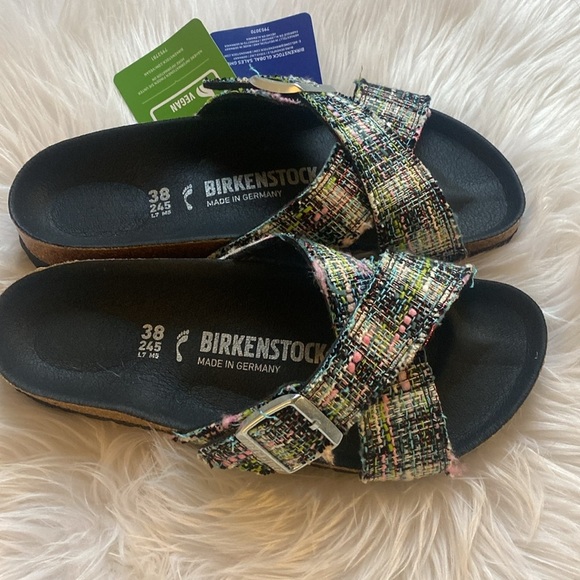 Women’s Birkenstock Siena II VEGAN Rivot logo multi tweed sandals 7 - Picture 2 of 8
